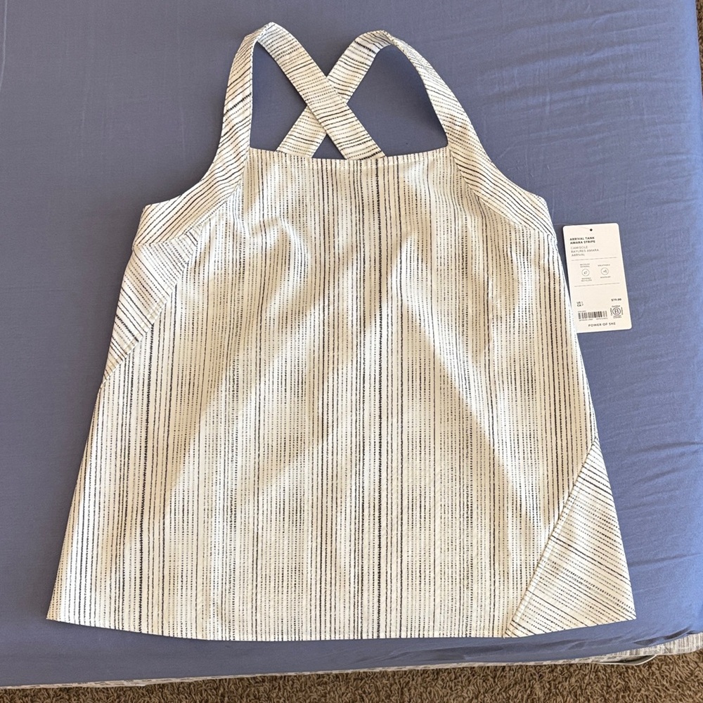Athleta Black and White Striped Tank Top